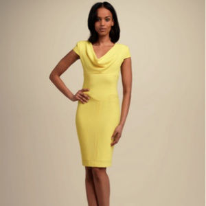 Black Halo “Gretchen” Cowl-Neck Dress in Sunburst